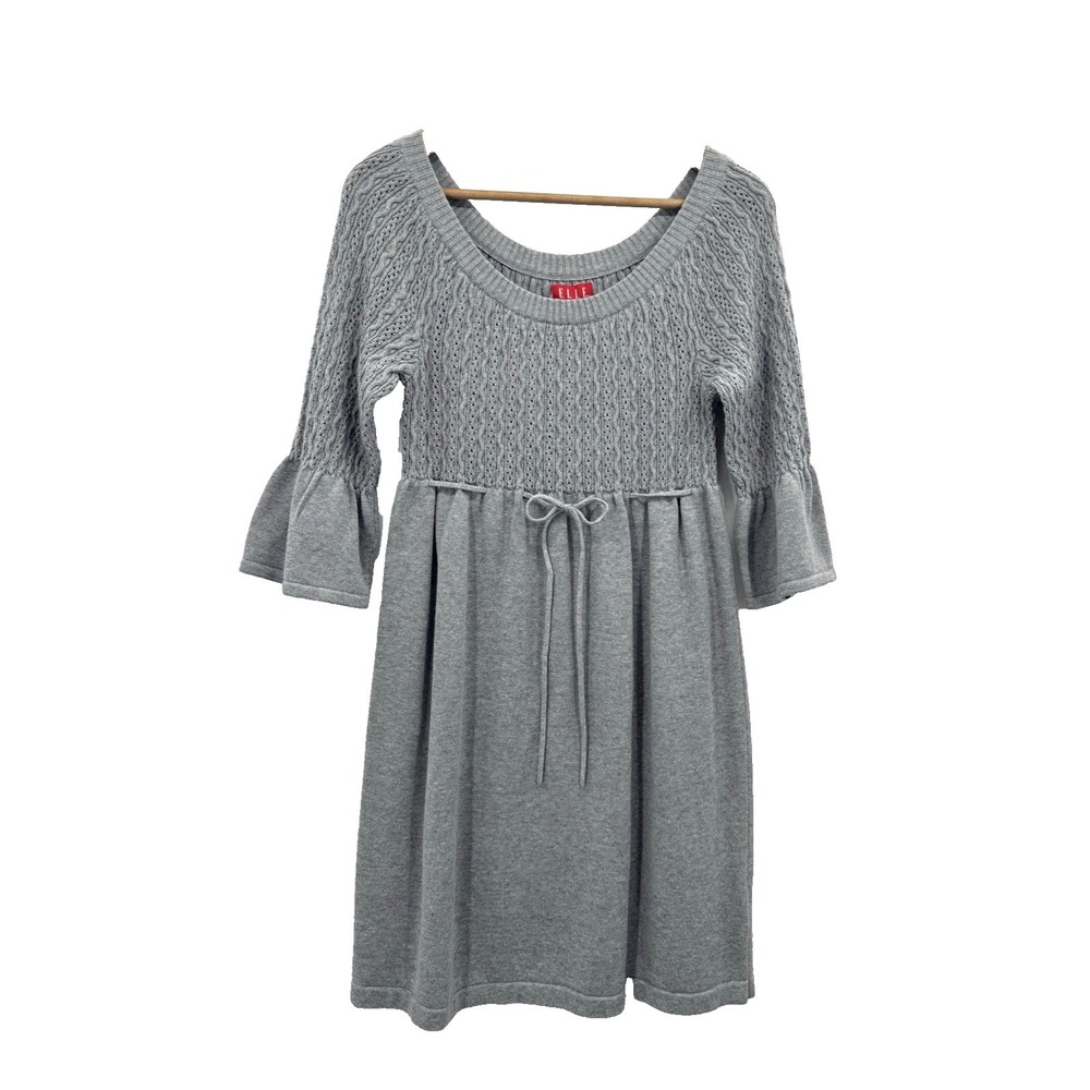 VTG Y2K Elle Womens Small Babydoll Sweater Dress Cableknit Fisherman Preppy 90s
